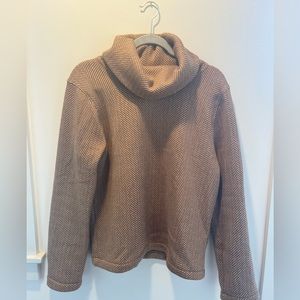 JCrew Herringbone, cowl neck/funnel neck sweatshirt. Butterscotch color. Size L.